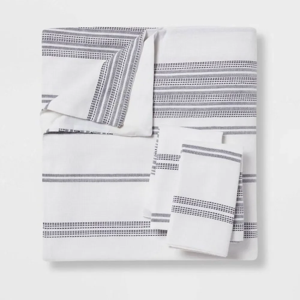 White and Gray Striped Duvet Cover Set - Home Bedding 3pc